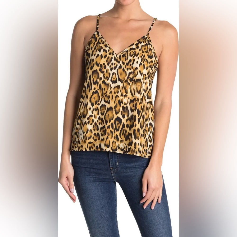 Abound Camisole Tan Leopard Print V-Neck Spaghetti Straps